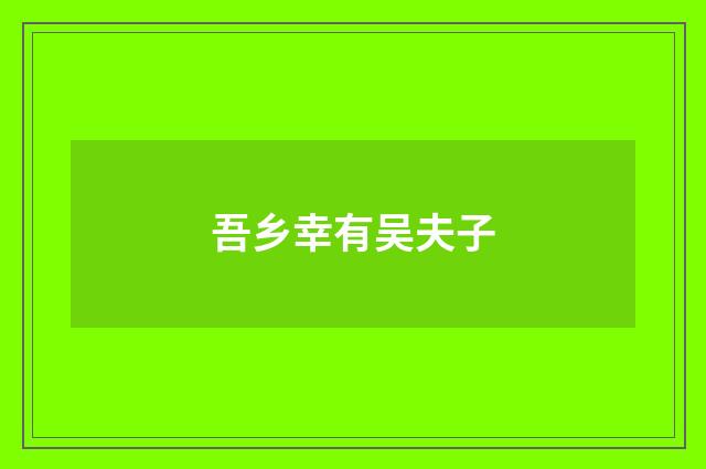 吾乡幸有吴夫子