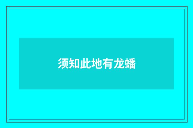 须知此地有龙蟠