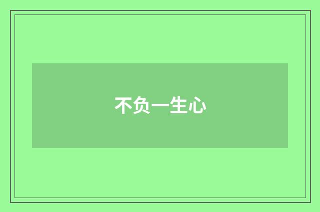 不负一生心