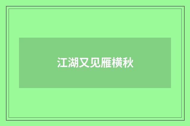 江湖又见雁横秋