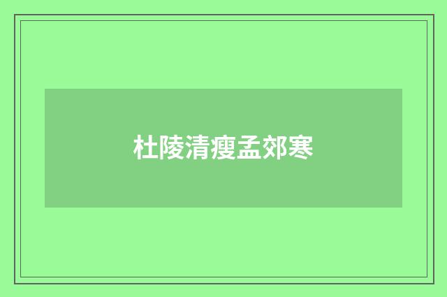 杜陵清瘦孟郊寒
