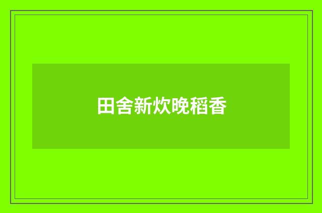 田舍新炊晚稻香