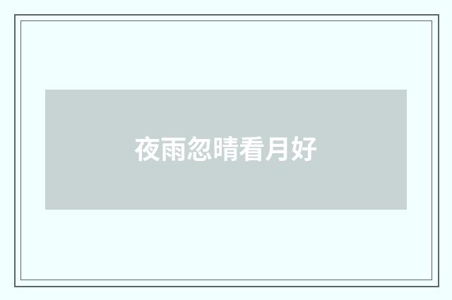 夜雨忽晴看月好