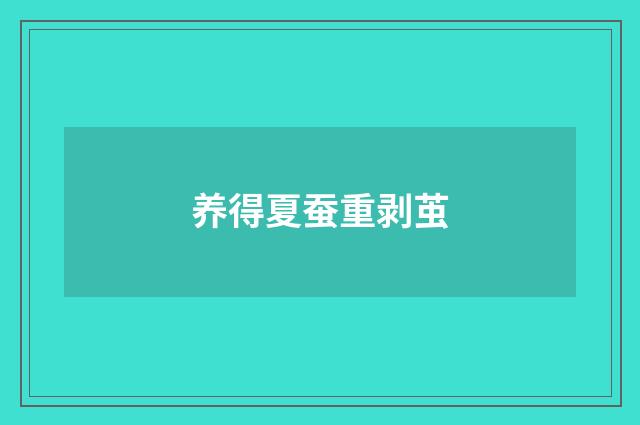 养得夏蚕重剥茧