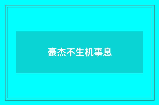 豪杰不生机事息
