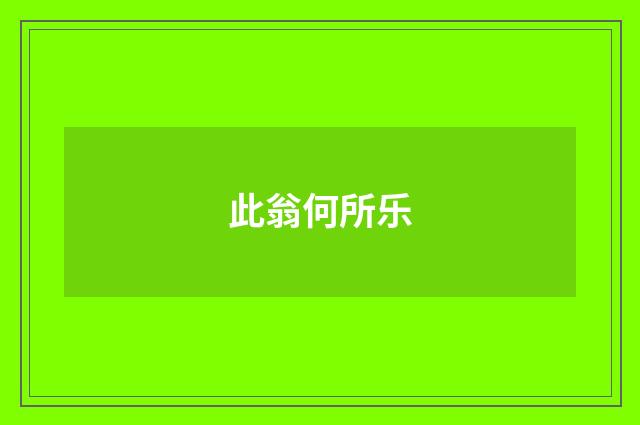 此翁何所乐