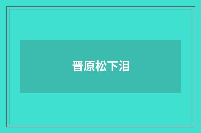 晋原松下泪