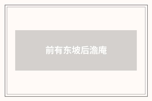 前有东坡后澹庵