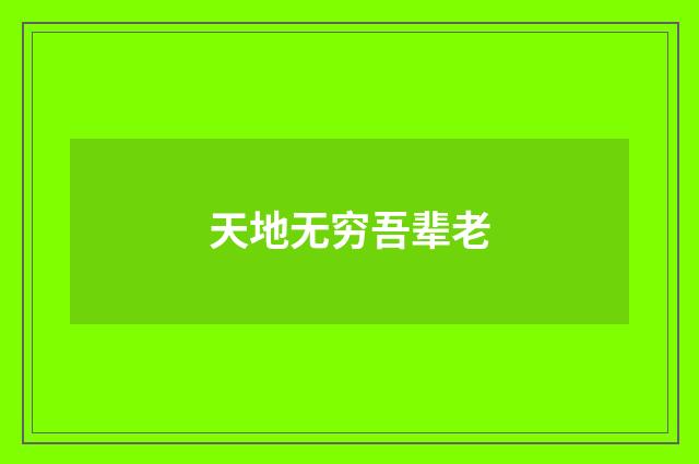天地无穷吾辈老