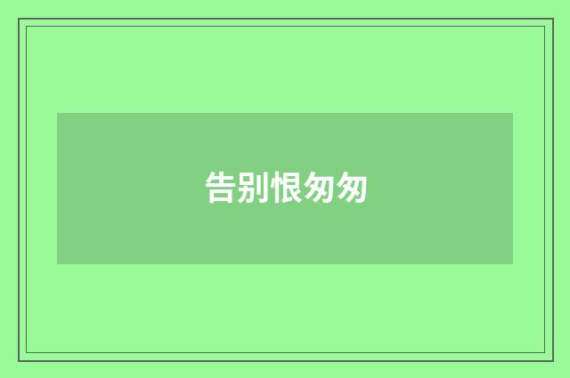 告别恨匆匆