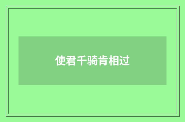 使君千骑肯相过