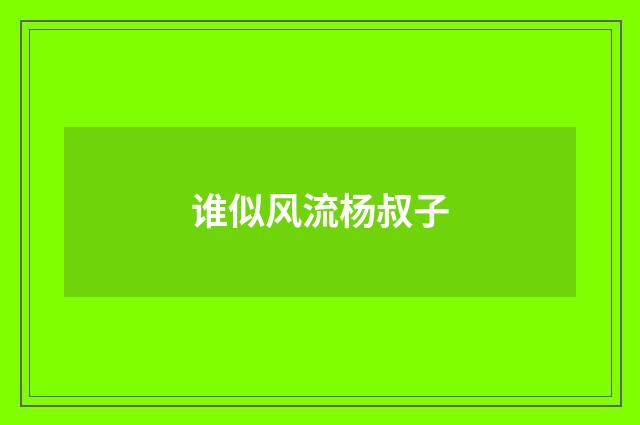 谁似风流杨叔子