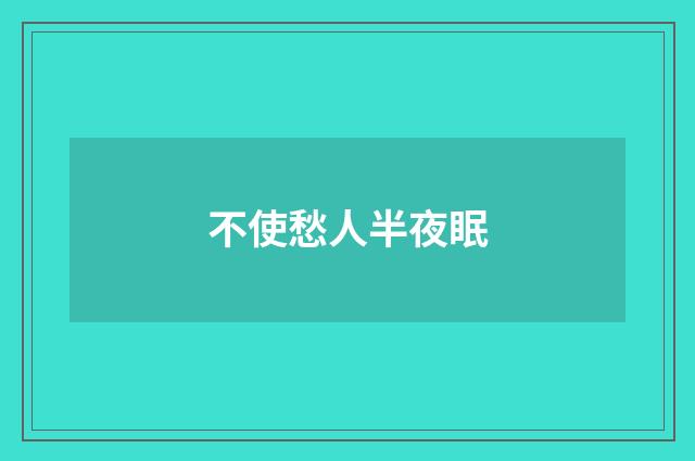 不使愁人半夜眠