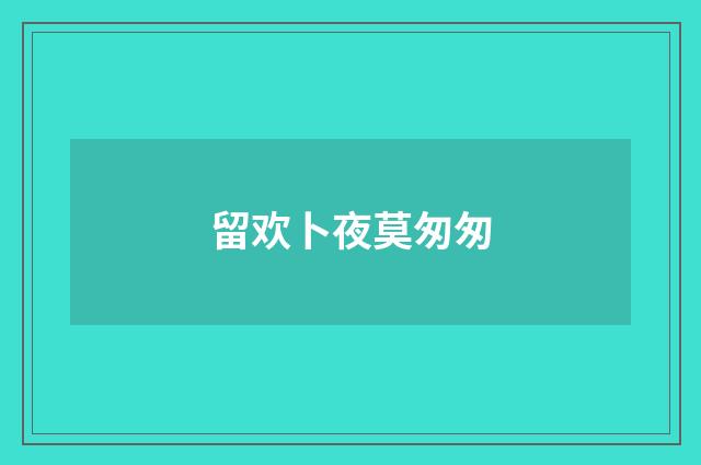 留欢卜夜莫匆匆
