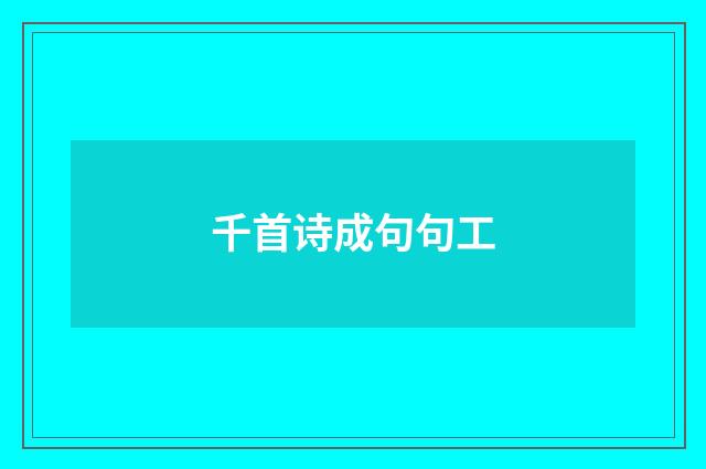千首诗成句句工