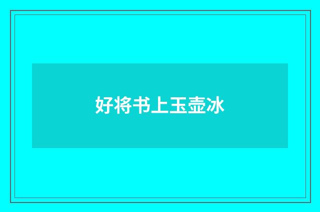 好将书上玉壶冰