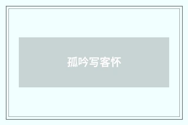 孤吟写客怀