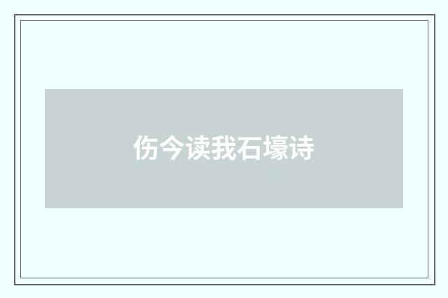 伤今读我石壕诗