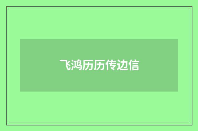飞鸿历历传边信
