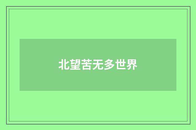 北望苦无多世界