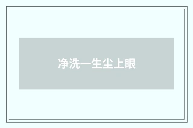 净洗一生尘上眼