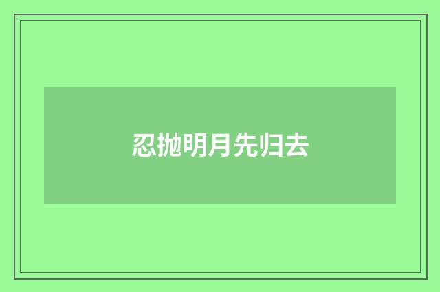 忍抛明月先归去