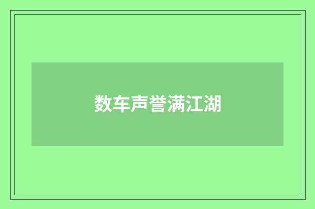 数车声誉满江湖