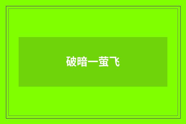 破暗一萤飞