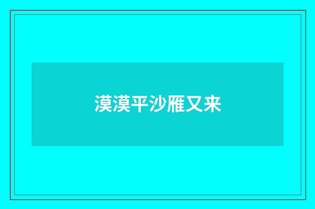漠漠平沙雁又来