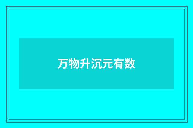 万物升沉元有数