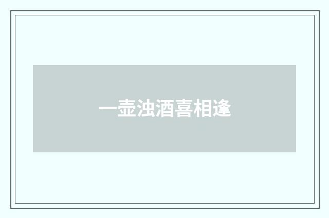 一壶浊酒喜相逢