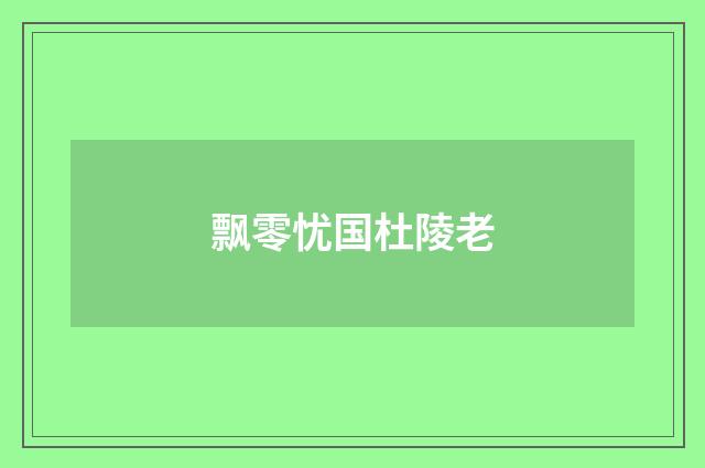 飘零忧国杜陵老