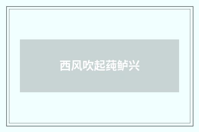 西风吹起莼鲈兴