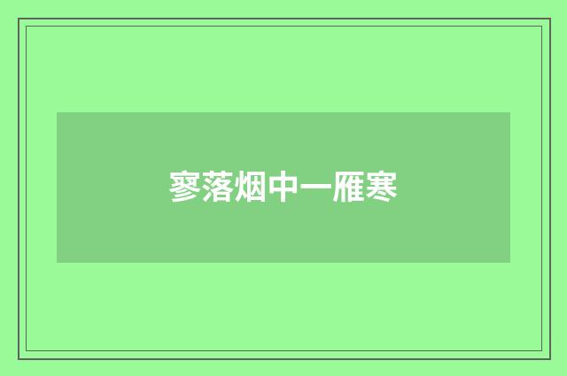 寥落烟中一雁寒