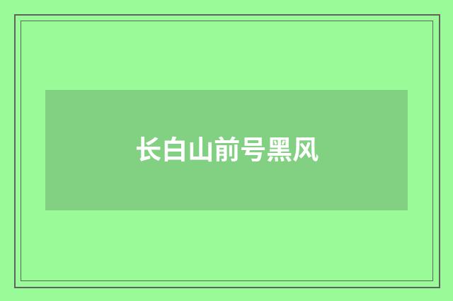 长白山前号黑风
