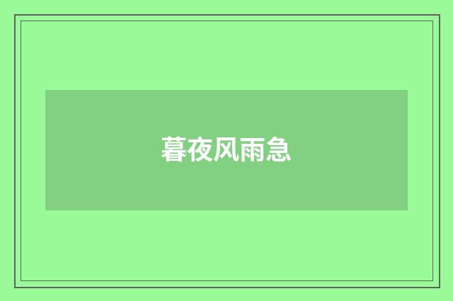 暮夜风雨急