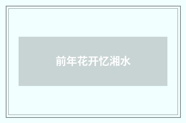 前年花开忆湘水