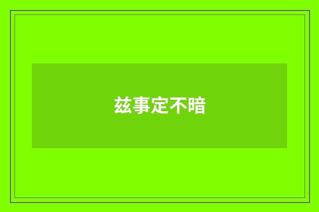 兹事定不暗