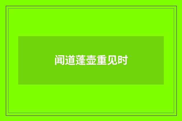 闻道蓬壶重见时