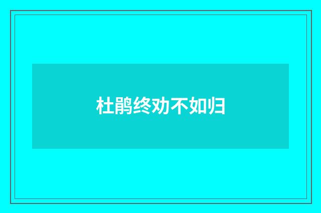 杜鹃终劝不如归