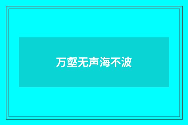 万壑无声海不波
