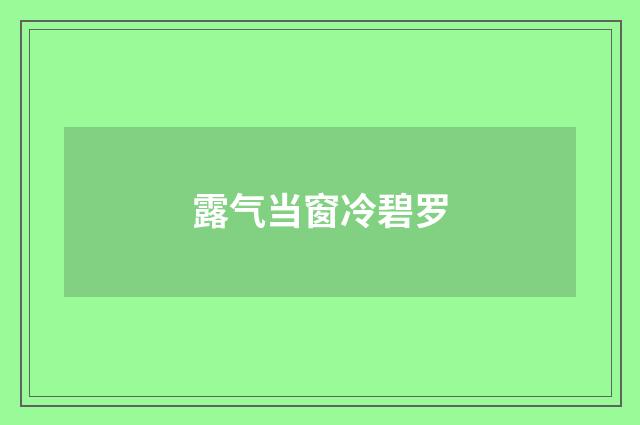露气当窗冷碧罗