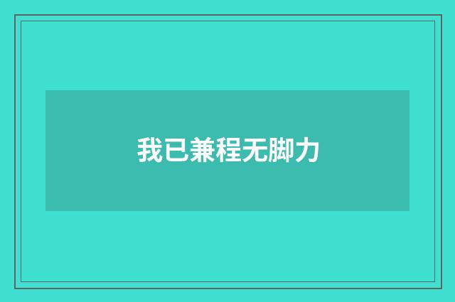 我已兼程无脚力