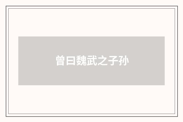 曾曰魏武之子孙