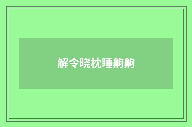 解令晓枕睡齁齁