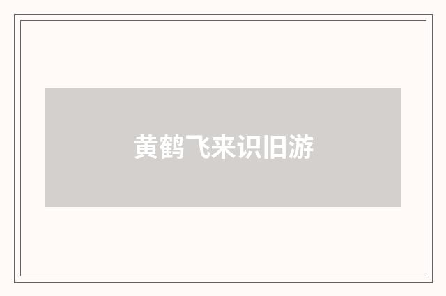 黄鹤飞来识旧游