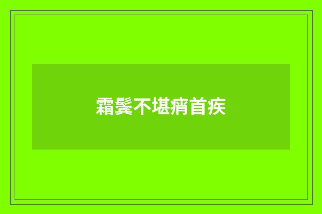 霜鬓不堪痟首疾