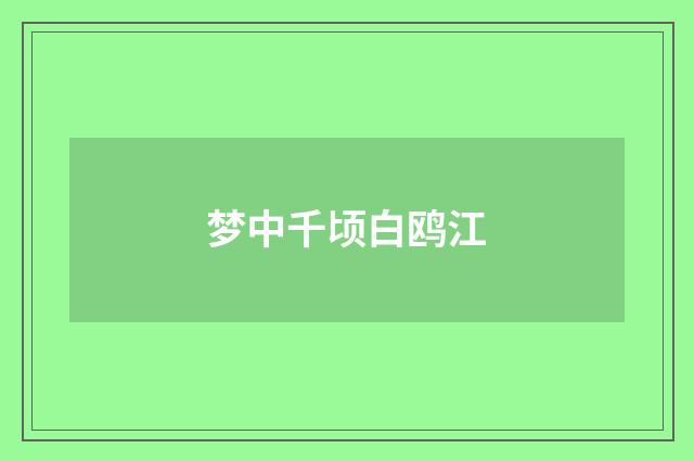 梦中千顷白鸥江