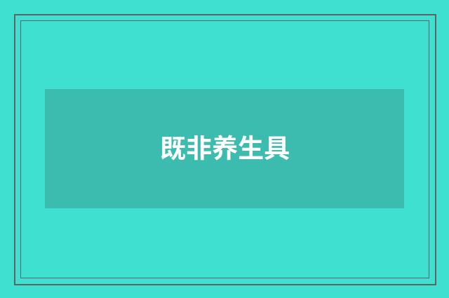 既非养生具