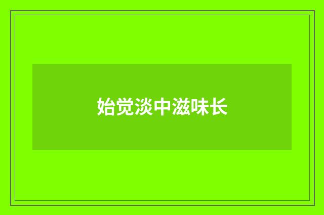 始觉淡中滋味长